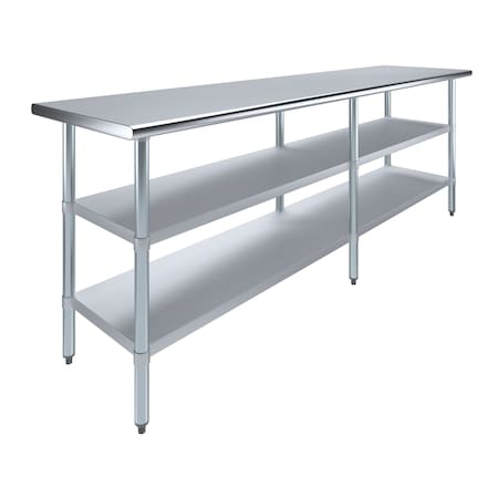 Amgood 24 in. x 72 in. Stainless Steel Table With Two Undershelves AMG WT-2496-2SH